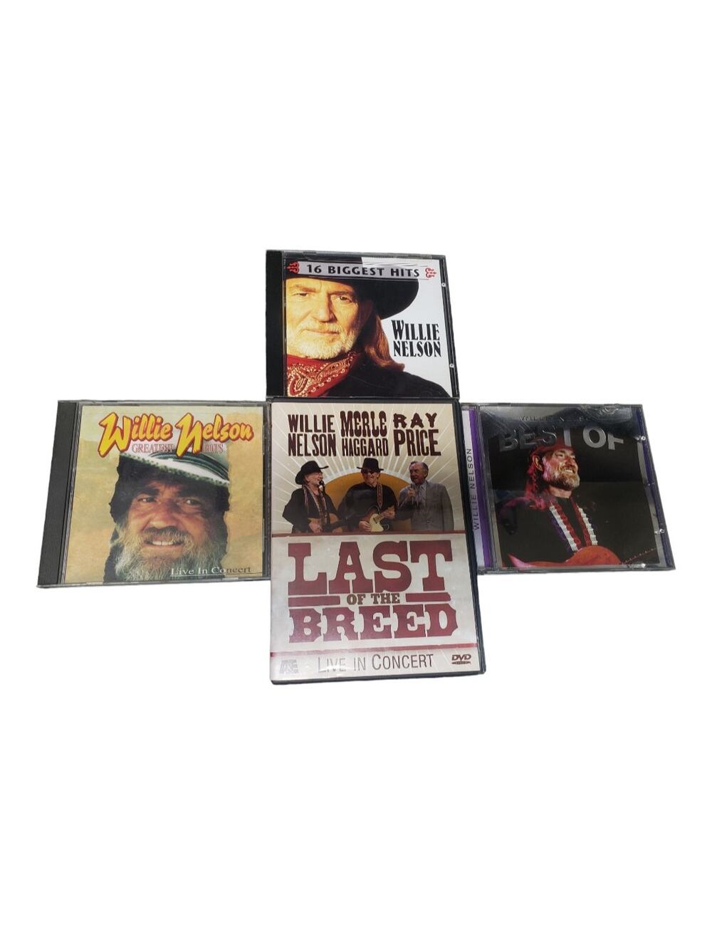 Willie Nelson Greatest Biggest Best of Hits CD & Last of The Breed Concert DVD